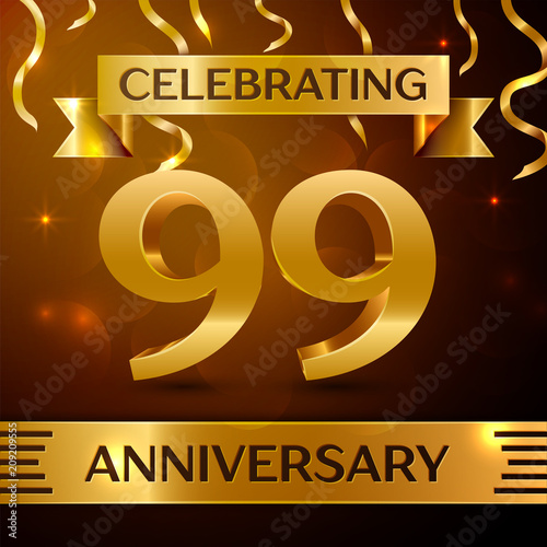 Realistic Ninety nine Years Anniversary Celebration Design Poster