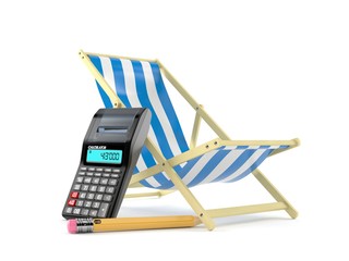 Wall Mural - Deck chair with calculator and pencil