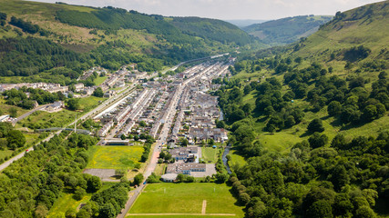 Wall Mural - aerial view of th village of cwm in ebbw vale, south wales