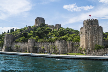 Beautiful View of Castle on Bosphorus Coastline in Istanbul