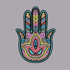 Mehndi colored traditional indian ethnic symbol with hand. Good for henna design, fabric, textile, t-shirt print or poster