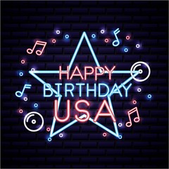 Wall Mural - american independence day star happy birthday usa important fest vector illustration