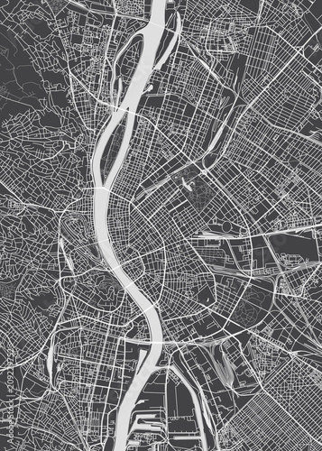 Cuadros en Lienzo Budapest city plan, detailed vector map