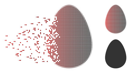 Fototapete - vector egg icon in sparkle, dotted halftone and undamaged entire versions. disintegration effect use