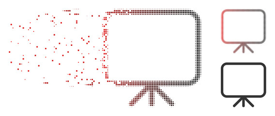 Fototapete - vector presentation screen icon in dissolved, dotted halftone and undamaged entire versions. disappe