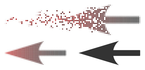 Fototapete - vector sharp left arrow icon in fractured, dotted halftone and undamaged entire variants. disintegra