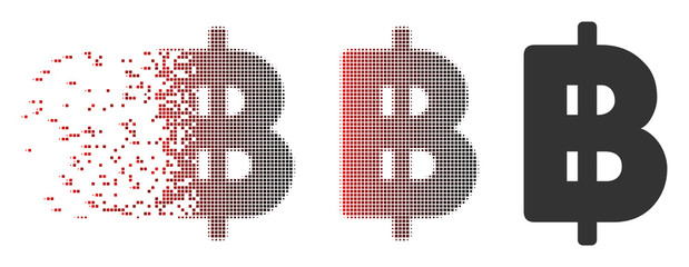 Fototapete - vector thai baht icon in dispersed, dotted halftone and undamaged solid variants. disappearing effec