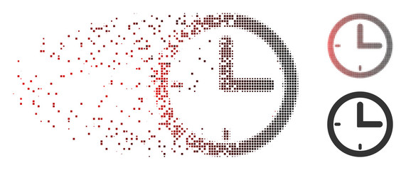 Fototapete - vector time icon in sparkle, pixelated halftone and undamaged whole versions. disintegration effect 