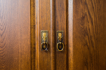 Closeup of vintage wooden cabinet. antique