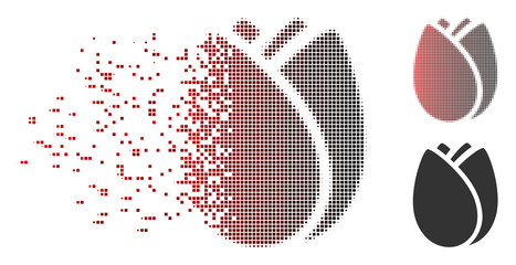 Fototapete - vector tulip bud icon in sparkle, pixelated halftone and undamaged solid versions. disintegration ef