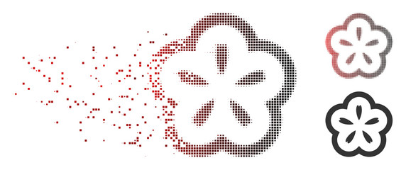 Fototapete - vector flower icon in dispersed, pixelated halftone and undamaged entire versions. disintegration ef
