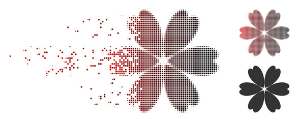 Fototapete - vector flower icon in dissolved, pixelated halftone and undamaged entire versions. disintegration ef