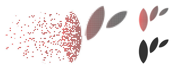 Fototapete - vector flora leaf abstraction icon in dispersed, pixelated halftone and undamaged whole variants. di