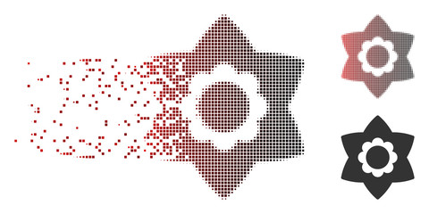 Fototapete - vector flower icon in sparkle, dotted halftone and undamaged solid versions. disappearing effect use