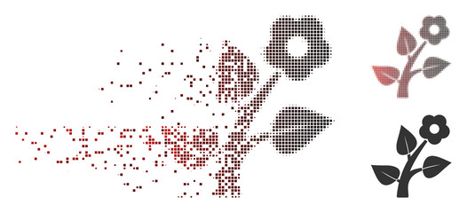 Fototapete - vector flower plant icon in sparkle, pixelated halftone and undamaged solid variants. disappearing e