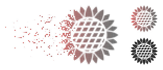 Fototapete - vector sunflower flower icon in dissolved, dotted halftone and undamaged solid versions. disappearin