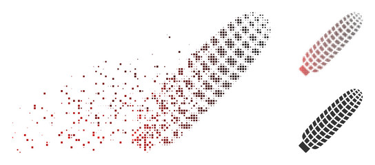 Fototapete - vector corn ear icon in sparkle, pixelated halftone and undamaged entire versions. disappearing effe