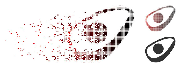 Fototapete - vector avocado half icon in dispersed, dotted halftone and undamaged entire versions. disintegration