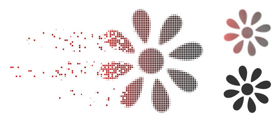 Fototapete - vector flower icon in dispersed, pixelated halftone and undamaged whole variants. disappearing effec