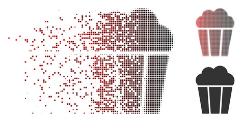 Fototapete - vector popcorn bucket icon in sparkle, dotted halftone and undamaged solid versions. disappearing ef