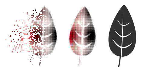 Fototapete - vector flora leaf icon in sparkle, dotted halftone and undamaged whole variants. disintegration effe