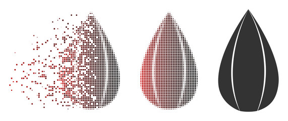 Fototapete - vector sunflower seed icon in dissolved, dotted halftone and undamaged solid variants. disappearing 