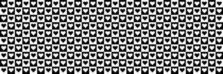 Wall Mural - horizontal black and white hearts for pattern and background,vector illustration