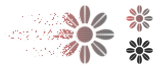 Fototapete - vector flower icon in sparkle, dotted halftone and undamaged solid variants. disappearing effect inv
