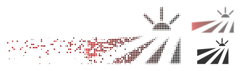 Fototapete - vector field sunset icon in dissolved, dotted halftone and undamaged solid versions. disintegration 