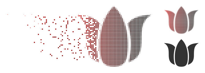 Fototapete - vector tulip flower icon in sparkle, dotted halftone and undamaged whole versions. disappearing effe