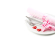 Kitchen cutlery with napkin in white plate