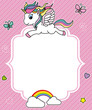 cute unicorn card. Frame with space for text