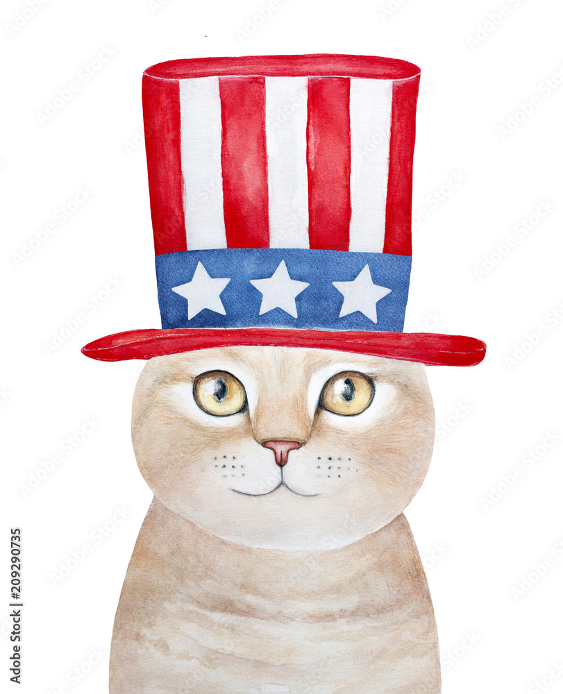 Cat American Flag, Cat Is Wearing A USA Flag July 4th Gift For Cat Lov –  Famhose, image size:811x1000
