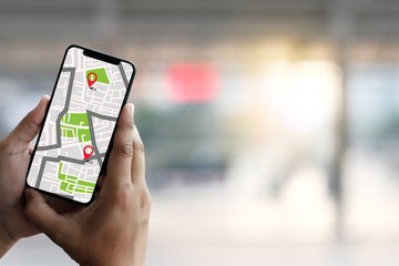 Poster - GPS Map to Route Destination network connection Location Street Map with GPS Icons Navigation