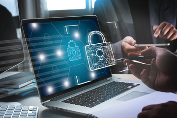 Poster - cyber security business technology secure firewall antivirus alert protection security and cyber sec