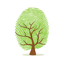 Wall Mural - Fingerprint tree of green human finger print