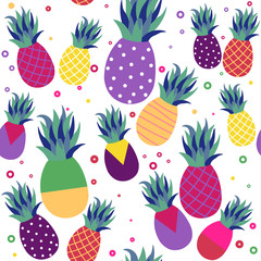 Wall Mural - Pineapple fruit fun color pattern background