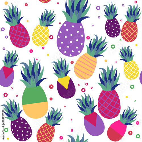 Foto Pineapple fruit fun color pattern background