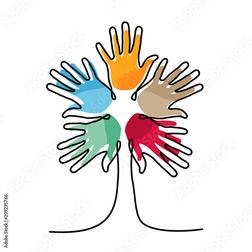 Tree of human hands for social culture design Tableau sur Toile
