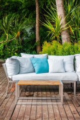 Comfortable pillow on sofa decoration outdoor patio