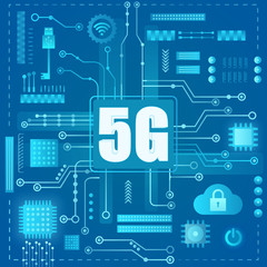Poster - 5g Internet connection. Abstract modern gradient light style concept.