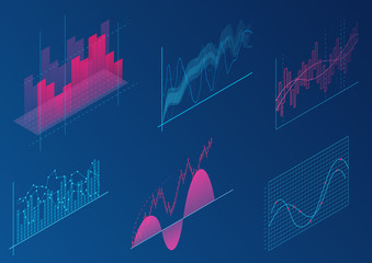 Poster - Bright modern gradient color infographic vector elements. 3d isometric design for promotion, presentation, sales banner, income report design, stylish website.