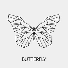 Abstract Polygonal Butterfly. Geometric Linear Animal. Vector Illustration.