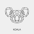 Abstract polygonal head of a koala. Geometric linear australian animal. Vector.