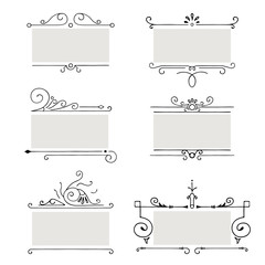 Wall Mural - collection of vector frames. vintage elements with ornamental decoration, isolated on white backgrou