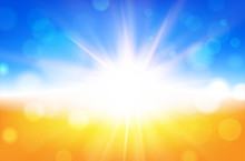 Abstract Summer Background With Sun Beams And Blurred Bokeh