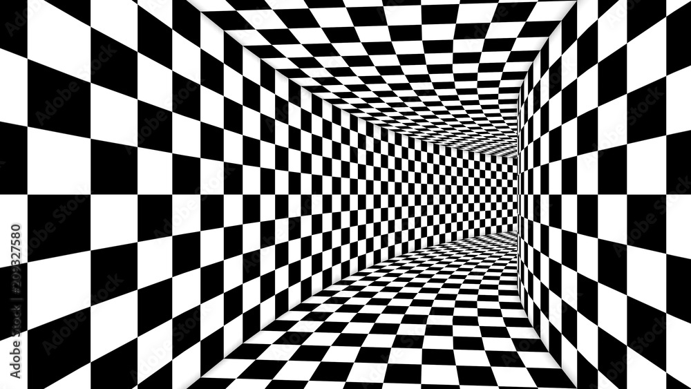 Optical Square Black and White Illusion - obrazy, fototapety, plakaty 