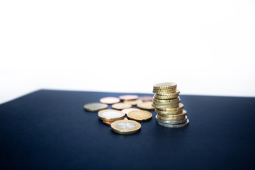 Coins on blue background