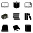 Vector Set of Black Silhouette Book Icons.