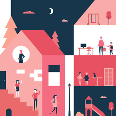 childhood - flat design style conceptual illustration